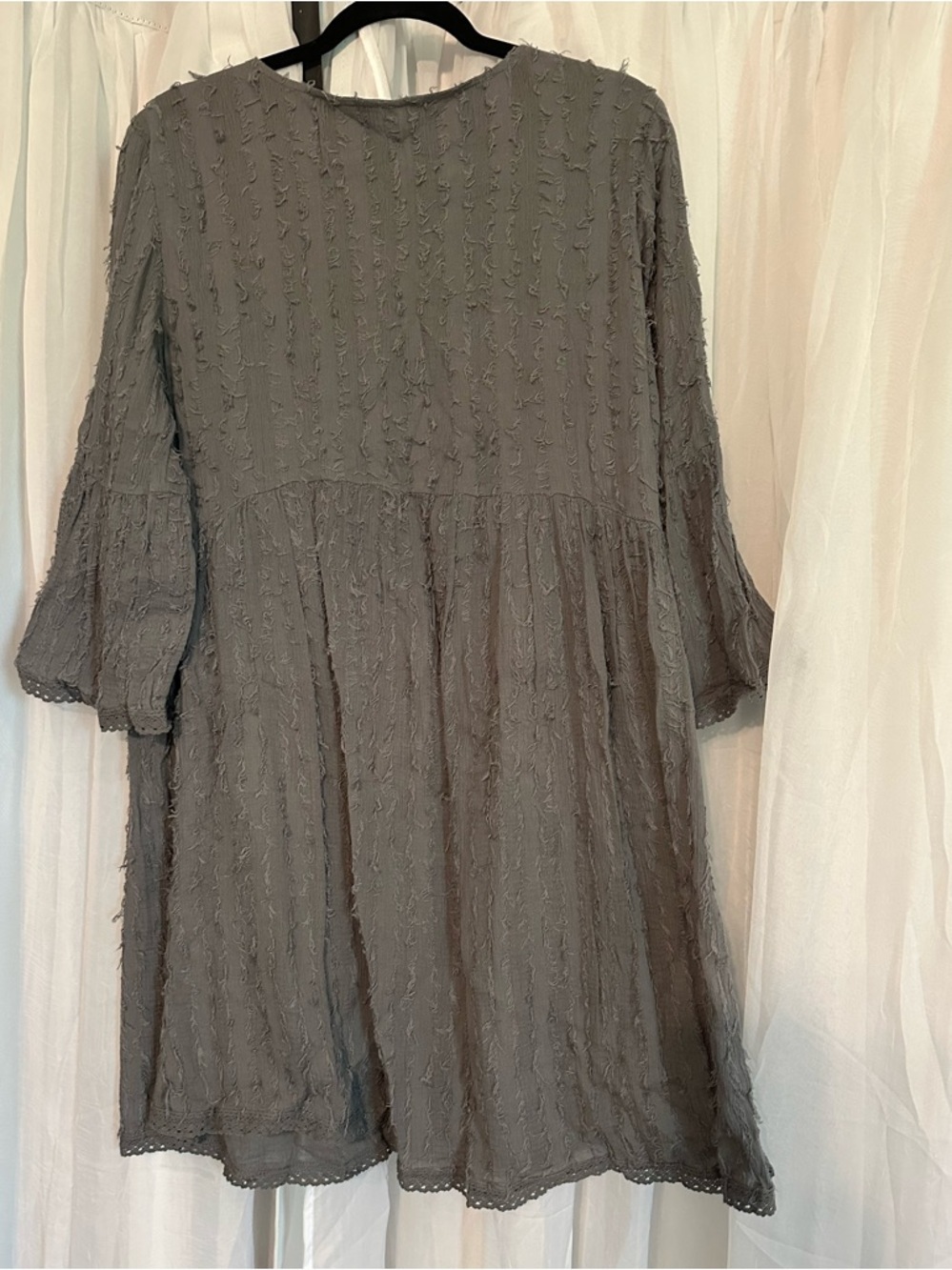 Indigo Soul Charcoal fuzzy Stitch Bo-Ho Stitch Mini Dress - Picture 2 of 12